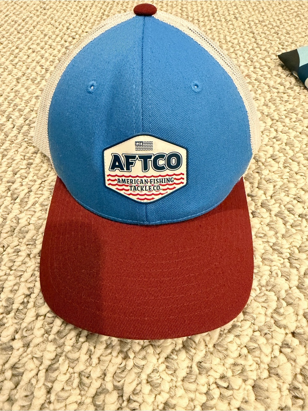 AFTCO Kids Blue Crown and Maroon Bill Trucker Hat
